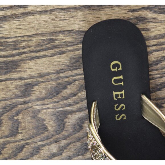 Guess Womens Platform Sandal Sarraly Flip-Flop GWSARRALY4 Gold / Black 7M - Picture 6 of 11